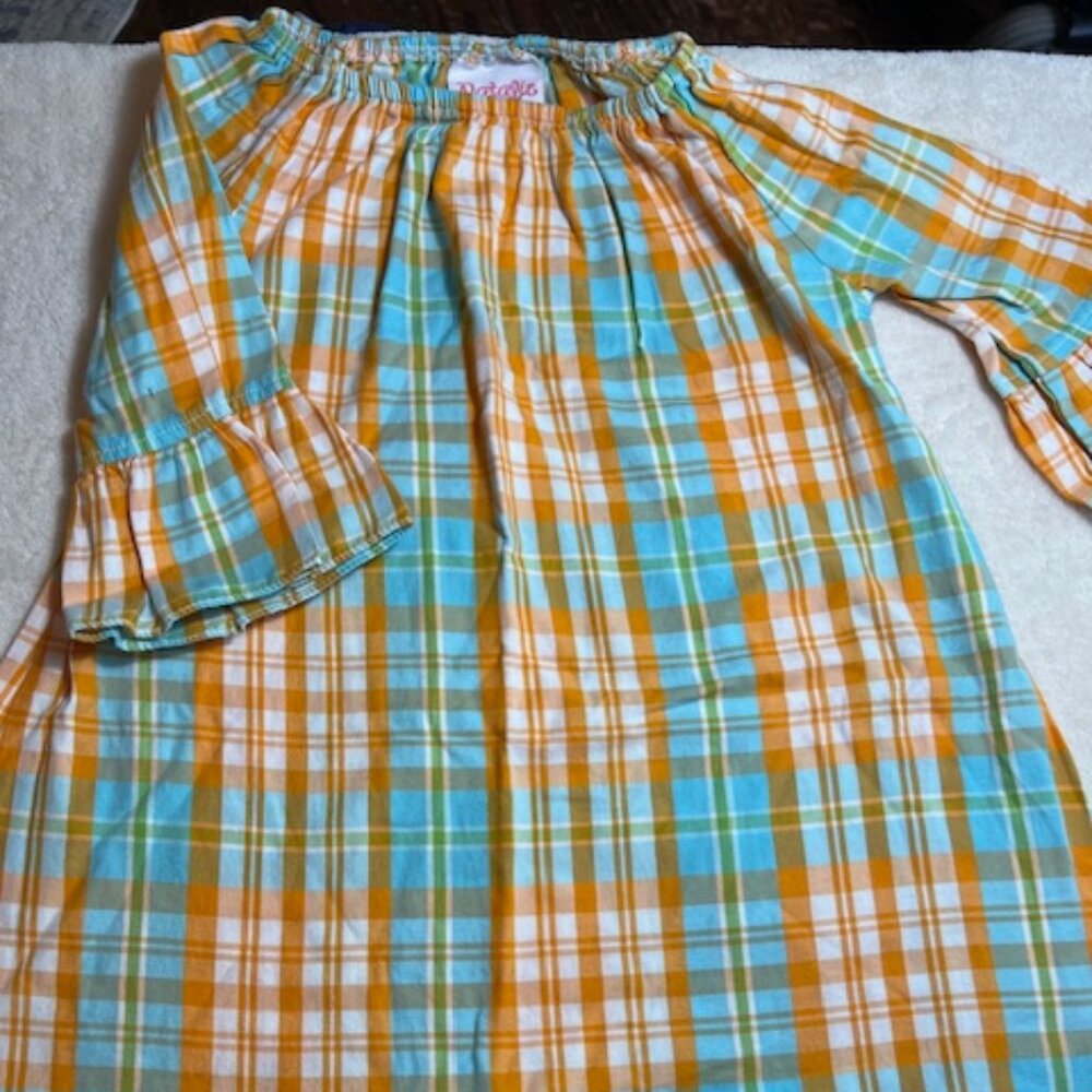 Natalie Grant Plaid Ruffle Sleeve Dress Size 4T